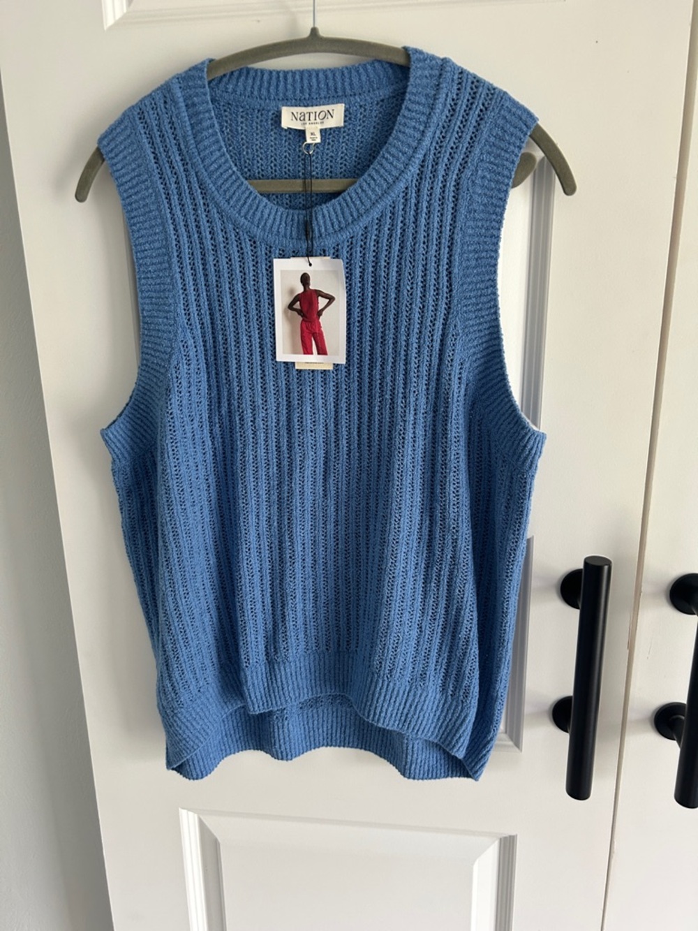 Anthropologie NATION Los Angeles Pima cotton Blue Sleeveless Sweater Tank XL